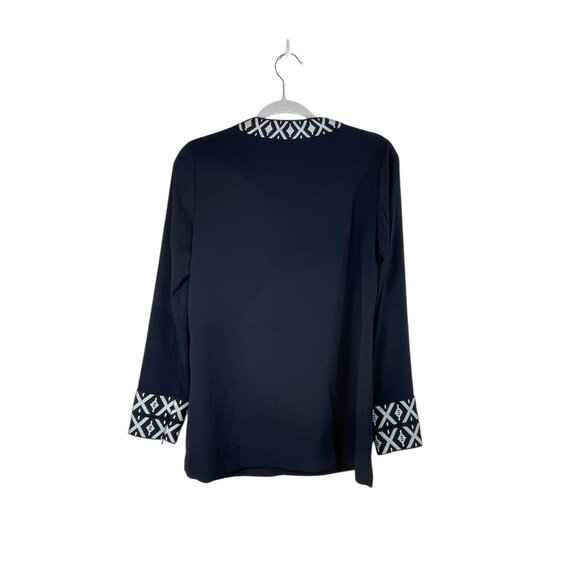 Tory Burch Ariana Tunic V Neck Long Sleeve Blue 2 - Picture 6 of 9